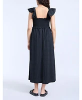 Motherhood Maternity Sleeveless Ruffle Shoulder Smocked Maxi Dress