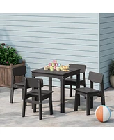 Kids 5-Piece Modern Hdpe Dining Table and Chairs Set
