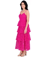 Siena Women's Embroidered-Lace Ruffle-Tiered Dress