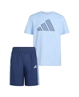 adidas Big Boys 2-Piece Short Sleeve T-Shirt and Woven Shorts Set