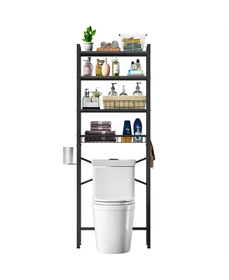 Over the Toilet Storage Freestanding Industrial Metal Wood Shelving Unit