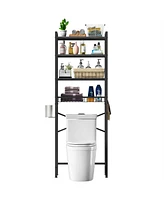 Over the Toilet Storage Freestanding Industrial Metal Wood Shelving Unit