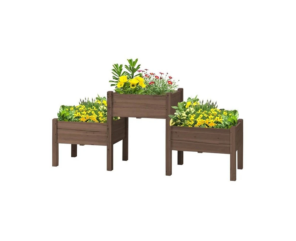 3 Wooden Elevated Planter Raised Garden Beds