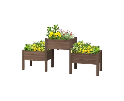3 Wooden Elevated Planter Raised Garden Beds