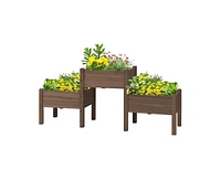3 Wooden Elevated Planter Raised Garden Beds