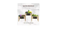 Set of 3 Wooden Elevated Planter Raised Garden Beds for Outdoor Gardening