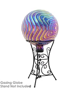 Glass 10 inch Gazing Ball for garden - Decorative Gazing Globe for Patio and Backyard - Iridescent Rippled Texture