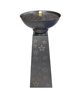 Starry Sky 31.25" H Galvanized Iron Bird Bath Fountain with Led Lights - Electric Submersible Pump Included