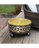 All Star 25.25" Diameter x 14.25" H Galvanized Iron Bowl Outdoor Water Fountain with Led Lights - Electric Submersible Pump Included