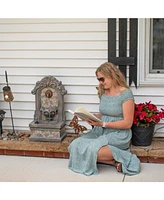27" H Enchanting Estate Polyresin Wall Standing Fountain - Flat Back Wall Fountain for the Patio, Deck, or Yard