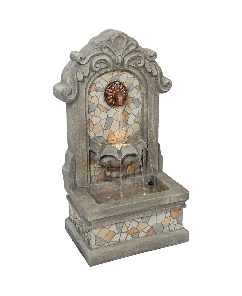 27" H Enchanting Estate Polyresin Wall Standing Fountain - Flat Back Wall Fountain for the Patio, Deck, or Yard