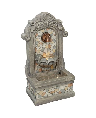 27" H Enchanting Estate Polyresin Wall Standing Fountain - Flat Back Wall Fountain for the Patio, Deck, or Yard