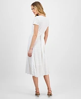 Robbie Bee Women's Fit & Flare Tie-Front Midi Dress