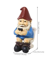 9.5" Cody The Funny Garden Gnome - Outdoor Gnome on The Throne Reading His Phone - Yard, Patio, Lawn, and Outdoor Decor