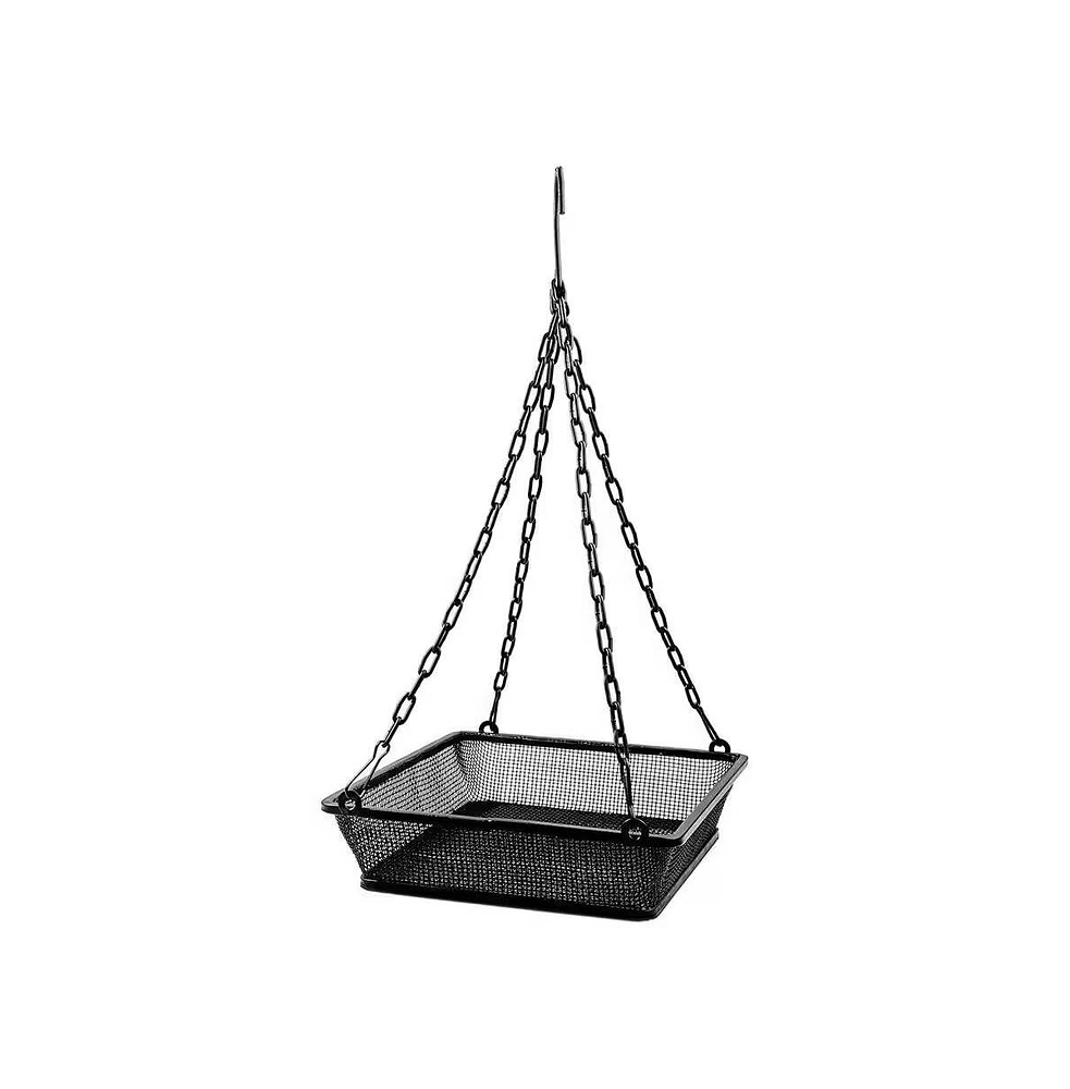 Heavy Duty Iron Mesh Bird Feeder Seed Tray with Easy-to-Hang Chain for Outdoor Feeding