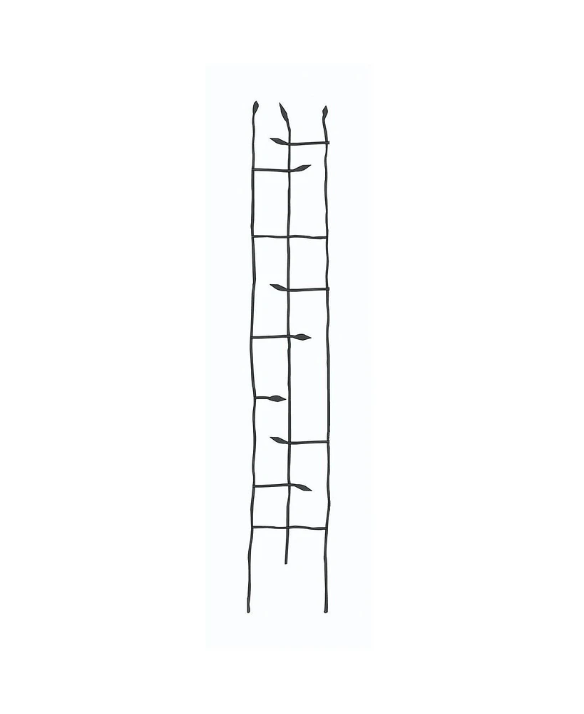 Narrow Metal Garden Trellis with Sprouting Twig Leaf Design for Climbing Plants