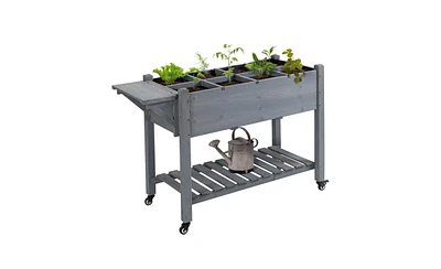 Multi-Tier Wooden Garden Box with Planter and Storage
