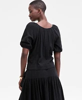 On 34th Women's Cotton Gauze Scoop-Neck Top, Exclusively at Macy's