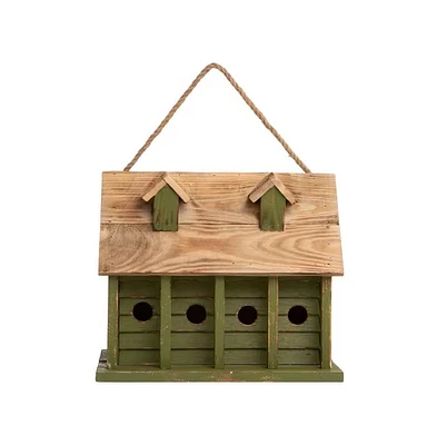 Garden Bird House with 1 Compartment and 4 Entry Holes for Outdoor Birds