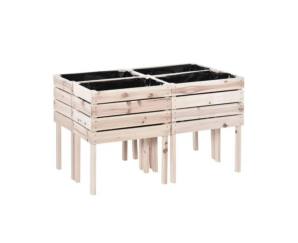 Farmhouse 4-Piece Wooden Elevated Raised Garden Bed Planter Box for Outdoor Gardening