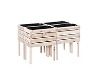 Farmhouse 4-Piece Wooden Elevated Raised Garden Bed Planter Box for Outdoor Gardening