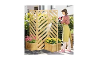 Rectangular Wooden Planter Box for Flowers and Herbs