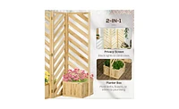 Rectangular Wooden Planter Box for Flowers and Herbs