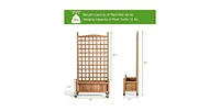 Outdoor Solid Wood Raised Garden Bed Mobile Planter Box with Trellis on Wheels