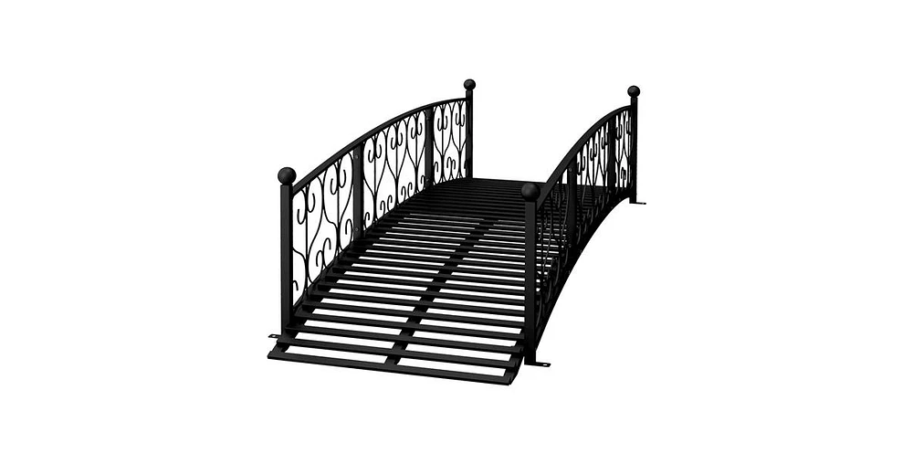 Outdoor Arch Garden Bridge with Side Rails for Elegant Landscaping and Garden Paths