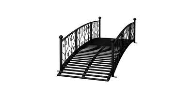 Outdoor Arch Garden Bridge with Side Rails for Elegant Landscaping and Garden Paths