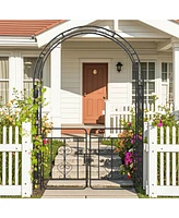 Garden Arbor with Gate with Multiple Side Crossbars and 4 Sharp Ground Stakes
