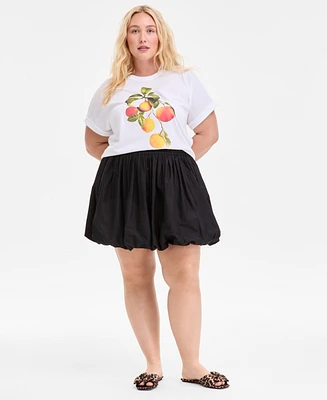 On 34th Trendy Plus Cotton Pull-On Bubble Skirt, Exclusively at Macy's