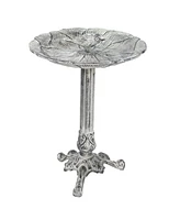 Bird and Blossom Metal Bird Bath with Uv-Resistant Finish - Cast Aluminum - Antique Gray - 13"