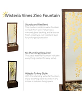 Wisteria Vines Outdoor Water Fountain with Lights - 47.25-Inch - Zinc Metal - Includes Warm White Led Lights
