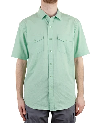 Vintage 1946 Men's Hybrid Short Sleeve Seersucker Button-Front Shirt