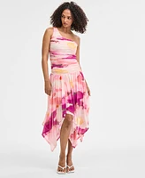 Bar Iii Women's Printed Mesh One-Shoulder Dress, Exclusively at Macy's