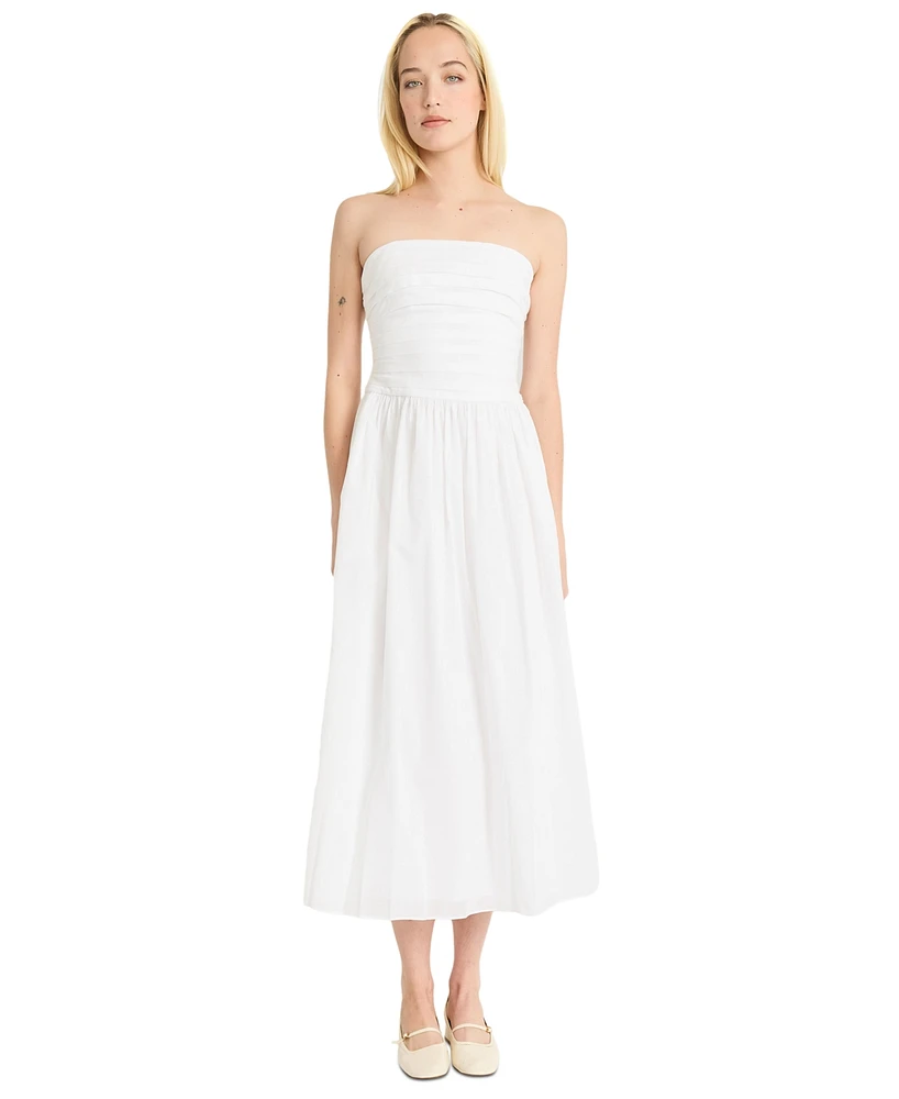 Luxely Women's Pleated-Bodice Strapless Midi Dress