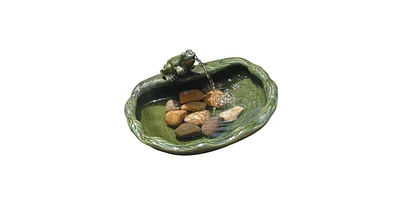 Fountain Bird Bath with Frog Design and Solar Pump for Outdoor Garden Decor