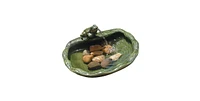 Fountain Bird Bath with Frog Design and Solar Pump for Outdoor Garden Decor