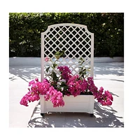 Mobile Planter Box with Trellis in Plastic with Lockable Wheels