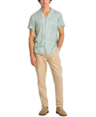 Scotch Soda Mens Regular Fit Geo Print Button Down Camp Shirt Warren Straight Fit Textured Drawstring Pants