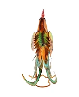Romeo the Rooster 16-Inch Rustic Iron Sheet Garden Statue - Includes 2 Ground Stakes