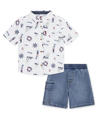 Levi's Toddler Boys Sailing Shirt and Denim Cargo Shorts Set