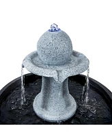 2-Tone Outdoor Water Fountain with Led Light and Electric Pump - Small Traditional Water Feature - 29.5" H
