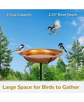Copper Bird Bath for Outdoors - Detachable Bird Bath Bowl with Stake - 38" H