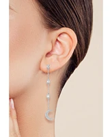 Rachel Zoe Sterling Silver Pave Moon Drop Earrings