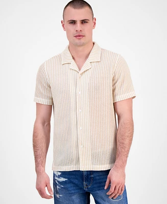 Guess Men's Larson Knitted Short Sleeve Button-Front Camp Shirt
