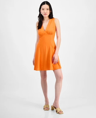 Bar Iii Women's V-Neck Sleeveless A-Line Dress, Exclusively at Macy's