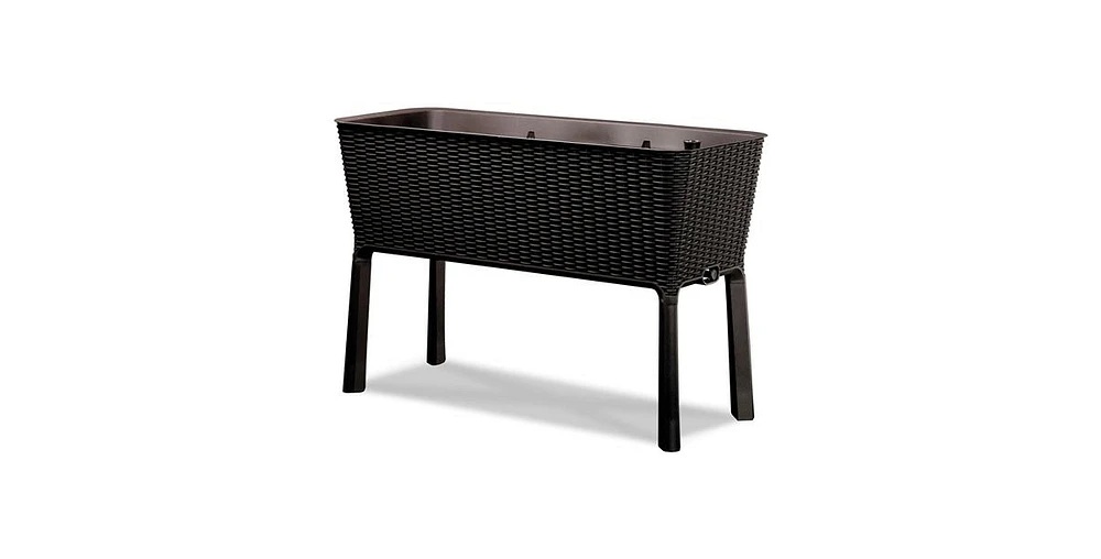 Modern Resin Wicker Raised Garden Bed Planter with Water Indicator