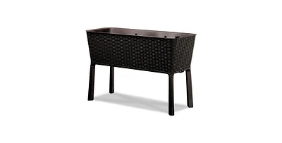 Modern Resin Wicker Raised Garden Bed Planter with Water Indicator